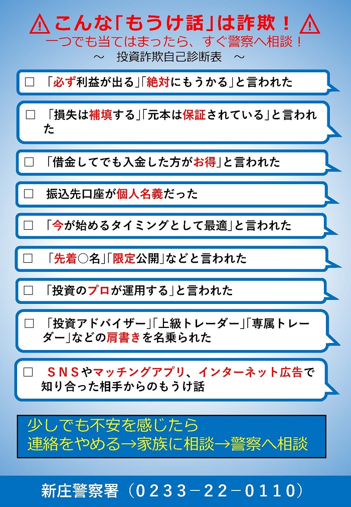 投資詐欺自己診断表